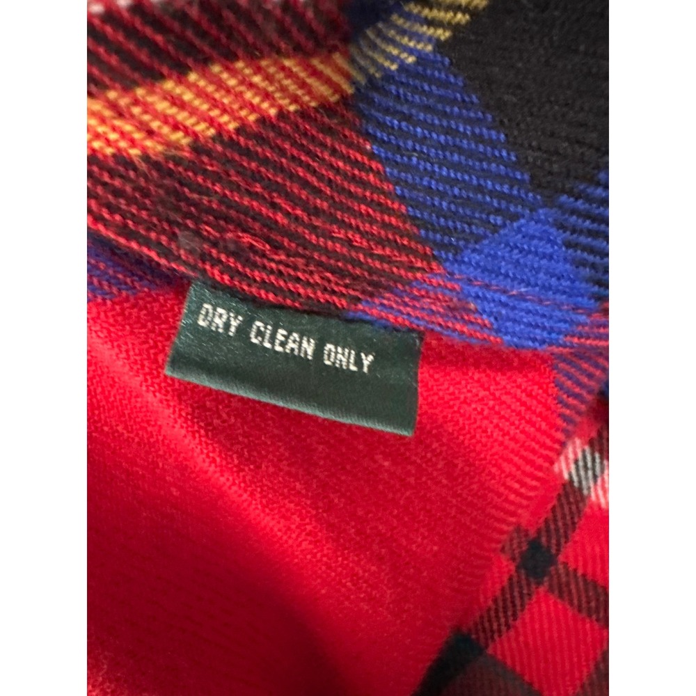 LRL Ralph Lauren Maxi Skirt Womens 8 Red Plaid 100% Wool Fringed Wrap Style - Picture 6 of 8
